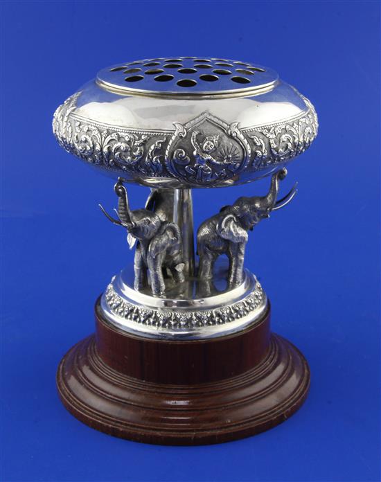 A 20th century Indian silver rose bowl, 7.25in.